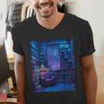 Book Library Bookshelf Armchair Window Pattern Print Men's V-Neck T-Shirt