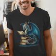 Book Lover Bookworm Reading Books Dragon Sci-Fi Character Men's V-Neck T-Shirt Book Lover Bookworm Reading Books Dragon Sci-Fi Character Men's V-Neck T-Shirt
