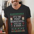Book Lover Christmas Reader Ugly Sweater Tee Xmas New Year Men's V-Neck T-Shirt Book Lover Christmas Reader Ugly Sweater Tee Xmas New Year Men's V-Neck T-Shirt