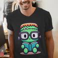 Book Lover Frankenstein's Monster With Reading Glasses Men's V-Neck T-Shirt Book Lover Frankenstein's Monster With Reading Glasses Men's V-Neck T-Shirt