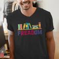 Book Lover Freedom Librarian Vintage Retro Reading Present Men's V-Neck T-Shirt Book Lover Freedom Librarian Vintage Retro Reading Present Men's V-Neck T-Shirt