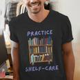Book Lover Pun Practice Shelf-Care Men's V-Neck T-Shirt Book Lover Pun Practice Shelf-Care Men's V-Neck T-Shirt