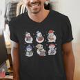 Book Lover Teacher Snowman Reading Books Christmas Winter Men's V-Neck T-Shirt