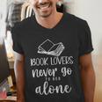 Book Lovers Never Go To Bed Alone Bibliophile Humor Men's V-Neck T-Shirt Book Lovers Never Go To Bed Alone Bibliophile Humor Men's V-Neck T-Shirt