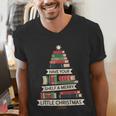 Book Merry Little Christmas Tree Holiday Men's V-Neck T-Shirt Book Merry Little Christmas Tree Holiday Men's V-Neck T-Shirt