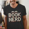 Book Nerd Retro Pixel Reading Librarian Aesthetic Men's V-Neck T-Shirt