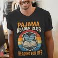 Book And Pajamas Reading Bedtime Men's V-Neck T-Shirt Book And Pajamas Reading Bedtime Men's V-Neck T-Shirt
