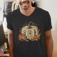 Book Pumpkin Fall Reading Thanksgiving Teacher Librarian Men's V-Neck T-Shirt