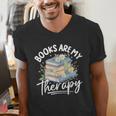 Book Are My Therapy Aesthetic Bookish Reading Men's V-Neck T-Shirt