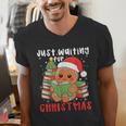 Book Reading Just Waiting For Christmas Gingerbread Men's V-Neck T-Shirt