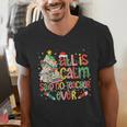Book Tree All Is Calm Said No Teacher Ever Christmas Men's V-Neck T-Shirt