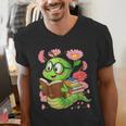 Book Worm Costume World Book Day Cute Kawaii Worm Reading Men's V-Neck T-Shirt