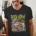 Graphic Book Worm Monster Horror Reading Book Lover Men's V-Neck T-Shirt