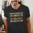 Bookcase Driving My Husband Crazy One Book At A Time Men's V-Neck T-Shirt Bookcase Driving My Husband Crazy One Book At A Time Men's V-Neck T-Shirt
