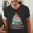 All Booked For Christmas Book Tree Lights Christmas Library Men's V-Neck T-Shirt All Booked For Christmas Book Tree Lights Christmas Library Men's V-Neck T-Shirt