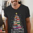 All Booked For Christmas Book Christmas Tree Lights Men's V-Neck T-Shirt All Booked For Christmas Book Christmas Tree Lights Men's V-Neck T-Shirt