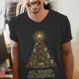 All Booked For Christmas Book Tree Book Lover Teacher Men's V-Neck T-Shirt