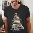 All Booked For Christmas Coquette Books Teacher Xmas Tree Men's V-Neck T-Shirt