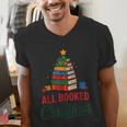 All Booked For Christmas Librarian Reader Xmas Pajama Men's V-Neck T-Shirt