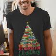 All Booked For Christmas Reading Books Librarian Holiday Men's V-Neck T-Shirt All Booked For Christmas Reading Books Librarian Holiday Men's V-Neck T-Shirt