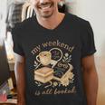 My Weekend Is All Booked Cozy Book Lover Reading Men's V-Neck T-Shirt