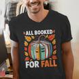 All Booked For Fall Book Pumpkin Autumn Thanksgiving Teacher Men's V-Neck T-Shirt