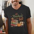 All Booked For Fall Books Coffee Fall Leaves Pumpkins Autumn Men's V-Neck T-Shirt All Booked For Fall Books Coffee Fall Leaves Pumpkins Autumn Men's V-Neck T-Shirt