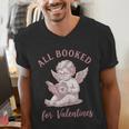 All Booked For Valentines Cute Cherub Vintage Book Lover Men's V-Neck T-Shirt