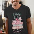 Bookish Babes Club Cute Pink Book Stack With Bow Men's V-Neck T-Shirt Bookish Babes Club Cute Pink Book Stack With Bow Men's V-Neck T-Shirt