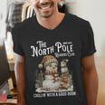Bookish Christmas North Pole Book Club Snowman Book Worm Men's V-Neck T-Shirt Bookish Christmas North Pole Book Club Snowman Book Worm Men's V-Neck T-Shirt