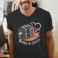 Books And Coffee Book Lover Bookish Green Book Theme Reading Men's V-Neck T-Shirt Books And Coffee Book Lover Bookish Green Book Theme Reading Men's V-Neck T-Shirt