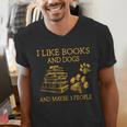 I Like Books And Dogs And Maybe 3 People Book Dog Lovers Men Women Men's V-Neck T-Shirt