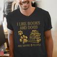 I Like Books And Dogs And Maybe 3 People Vintage Sayin Men's V-Neck T-Shirt I Like Books And Dogs And Maybe 3 People Vintage Sayin Men's V-Neck T-Shirt