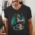 Books Dragon Reading Book Lover Men's V-Neck T-Shirt