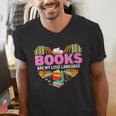 Books Are My Love Language Valentine's Day Reading Lover Men's V-Neck T-Shirt Books Are My Love Language Valentine's Day Reading Lover Men's V-Neck T-Shirt