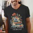 I Like Books More Than People Reading Reader Bookworm Saying Men's V-Neck T-Shirt