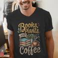 Books Plants And Coffee Growing Plant Gardening Planting Men's V-Neck T-Shirt