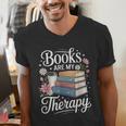 Books Are My Therapy Reading Lover Cozy Environment Men's V-Neck T-Shirt
