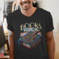 Books Rock Rock'n Roll Science Of Reading Teachers Guitar Men's V-Neck T-Shirt Books Rock Rock'n Roll Science Of Reading Teachers Guitar Men's V-Neck T-Shirt