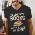 I Like My Books With a Side Of Panic Thriller Men's V-Neck T-Shirt I Like My Books With a Side Of Panic Thriller Men's V-Neck T-Shirt