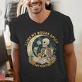 I Like My Books Spicy & My Coffee Icy Skeleton Read Book Men's V-Neck T-Shirt