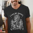 I Like My Books Spicy And My Coffee ICY Skeleton Meme Men's V-Neck T-Shirt I Like My Books Spicy And My Coffee ICY Skeleton Meme Men's V-Neck T-Shirt