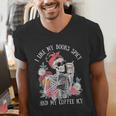 I Like My Books Spicy And My Coffee ICY Skeleton Women Men's V-Neck T-Shirt I Like My Books Spicy And My Coffee ICY Skeleton Women Men's V-Neck T-Shirt
