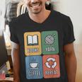 Books Yarn Coffee Repeat Crocheting Men's V-Neck T-Shirt Books Yarn Coffee Repeat Crocheting Men's V-Neck T-Shirt