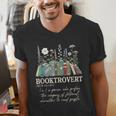 Booktrovert Definition Floral Books Reading Teacher Library Men's V-Neck T-Shirt