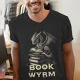 Bookwyrm Dragon Fantasy Bookish Fairytale Book Lover Men's V-Neck T-Shirt