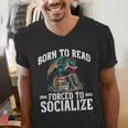 Born To Read Forced To Socialize Dragon Books Reading Men's V-Neck T-Shirt Born To Read Forced To Socialize Dragon Books Reading Men's V-Neck T-Shirt