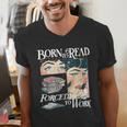 Born To Read Forced To Work Bookish Book Addict Book Lover Men's V-Neck T-Shirt
