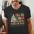All Is Calm Said No Teacher Ever Book Christmas Tree Men's V-Neck T-Shirt