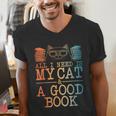 Cat & Book Art For Men Women Cat Librarian Novel Book Lover Men's V-Neck T-Shirt Cat & Book Art For Men Women Cat Librarian Novel Book Lover Men's V-Neck T-Shirt